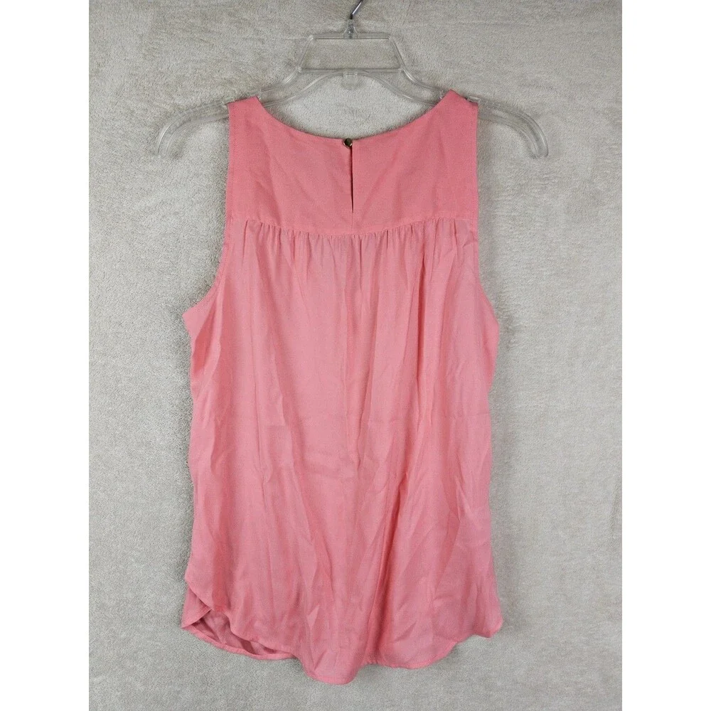 Ann Taylor Women’s Sleeveless V Neck Blouse Pink Top Size S
